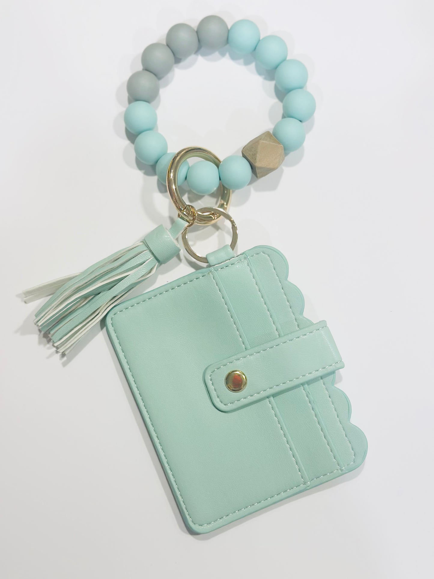 Beaded card holder keychain