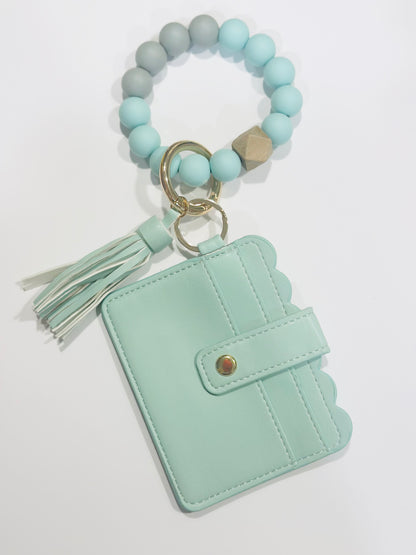 Beaded card holder keychain