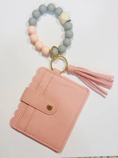 Beaded card holder keychain