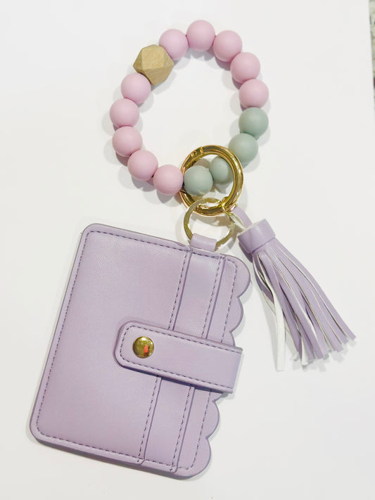 Beaded card holder keychain